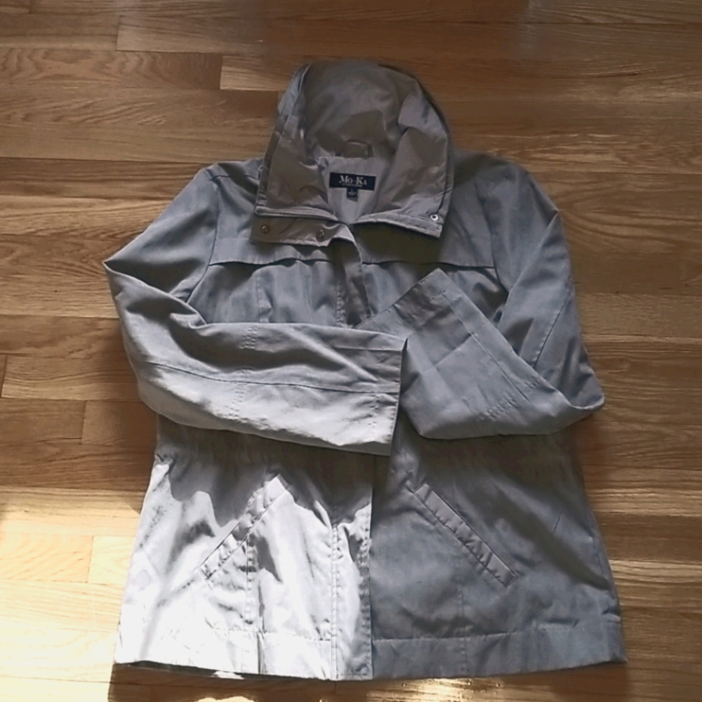 Gray Mo-Ka Hooded Spring Coat
